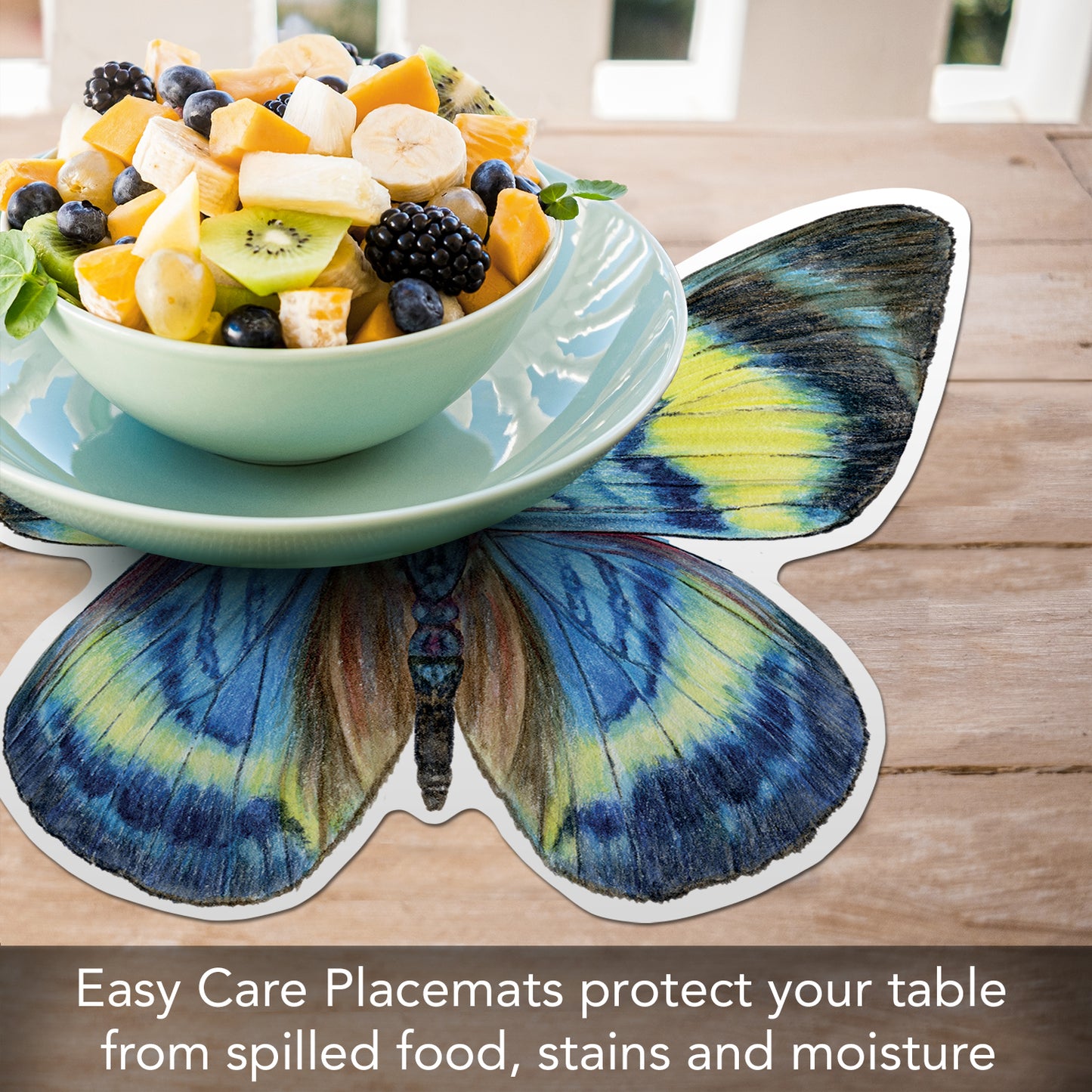 CounterArt 4 Pack Butterfly Shaped Reversible Easy Care Placemats Made in the USA