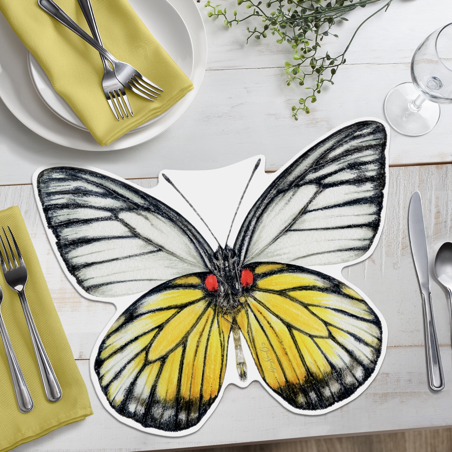 CounterArt 4 Pack Butterfly Shaped Reversible Easy Care Placemats Made in the USA