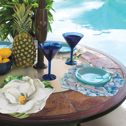 CounterArt 4 Pack Magnolia/Hydrangea Reversible Shaped Easy Care Placemats Made in the USA
