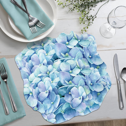 CounterArt 4 Pack Magnolia/Hydrangea Reversible Shaped Easy Care Placemats Made in the USA