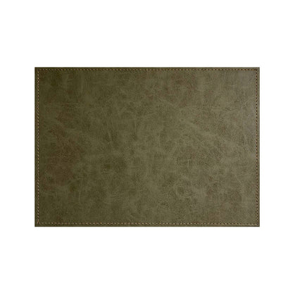 Luxurious Olive Vegan Leather Placemats 4 Pack Look and Feel of Genuine Leather Infused with Copper