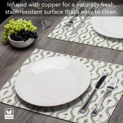 Garden Lattice Luxurious Vegan Leather Placemats 4 Pack Look and Feel of Genuine Leather Infused with Copper