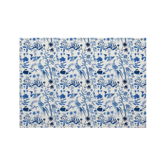 Chinoiserie Birds Luxurious Vegan Leather Placemat 4 Pack  Look and Feel of Genuine Leather Infused with Copper