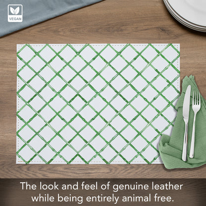 Trellis Luxurious Vegan Leather Placemat 4 Pack  Look and Feel of Genuine Leather Infused with Copper
