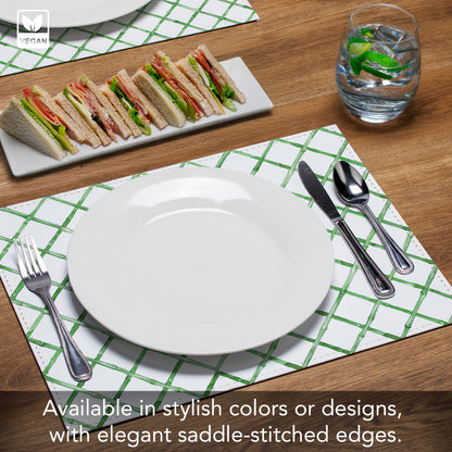 Trellis Luxurious Vegan Leather Placemat 4 Pack  Look and Feel of Genuine Leather Infused with Copper