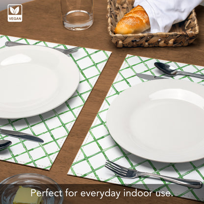 Trellis Luxurious Vegan Leather Placemat 4 Pack  Look and Feel of Genuine Leather Infused with Copper