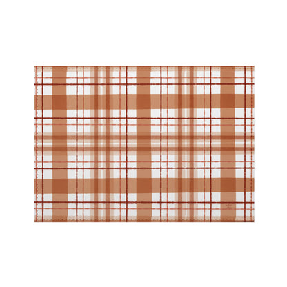 Rust Plaid Luxurious Vegan Leather Placemats 4 Pack Look and Feel of Genuine Leather Infused with Copper