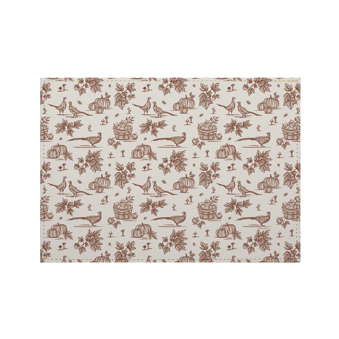 Autumn Birds Luxurious Vegan Leather Placemat 4 Pack  Look and Feel of Genuine Leather Infused with Copper