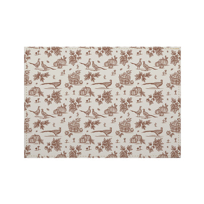 Autumn Birds Luxurious Vegan Leather Placemat 4 Pack  Look and Feel of Genuine Leather Infused with Copper