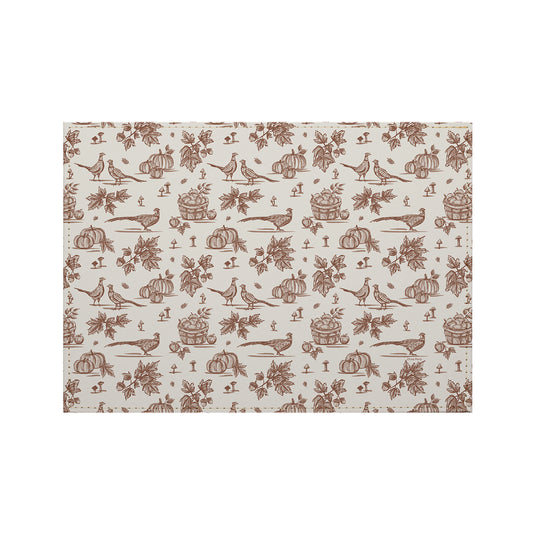 Autumn Birds Luxurious Vegan Leather Placemat 4 Pack  Look and Feel of Genuine Leather Infused with Copper