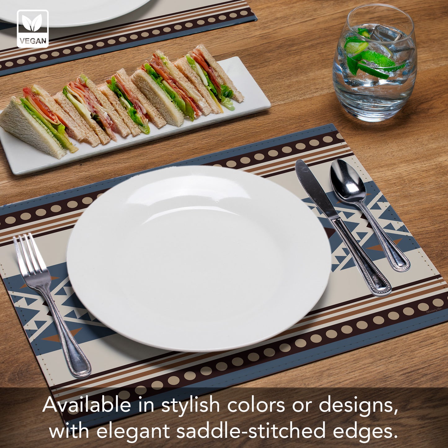 Mesa Luxurious Vegan Leather Placemat 4 Pack  Look and Feel of Genuine Leather Infused with Copper