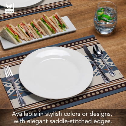 Mesa Luxurious Vegan Leather Placemat 4 Pack  Look and Feel of Genuine Leather Infused with Copper