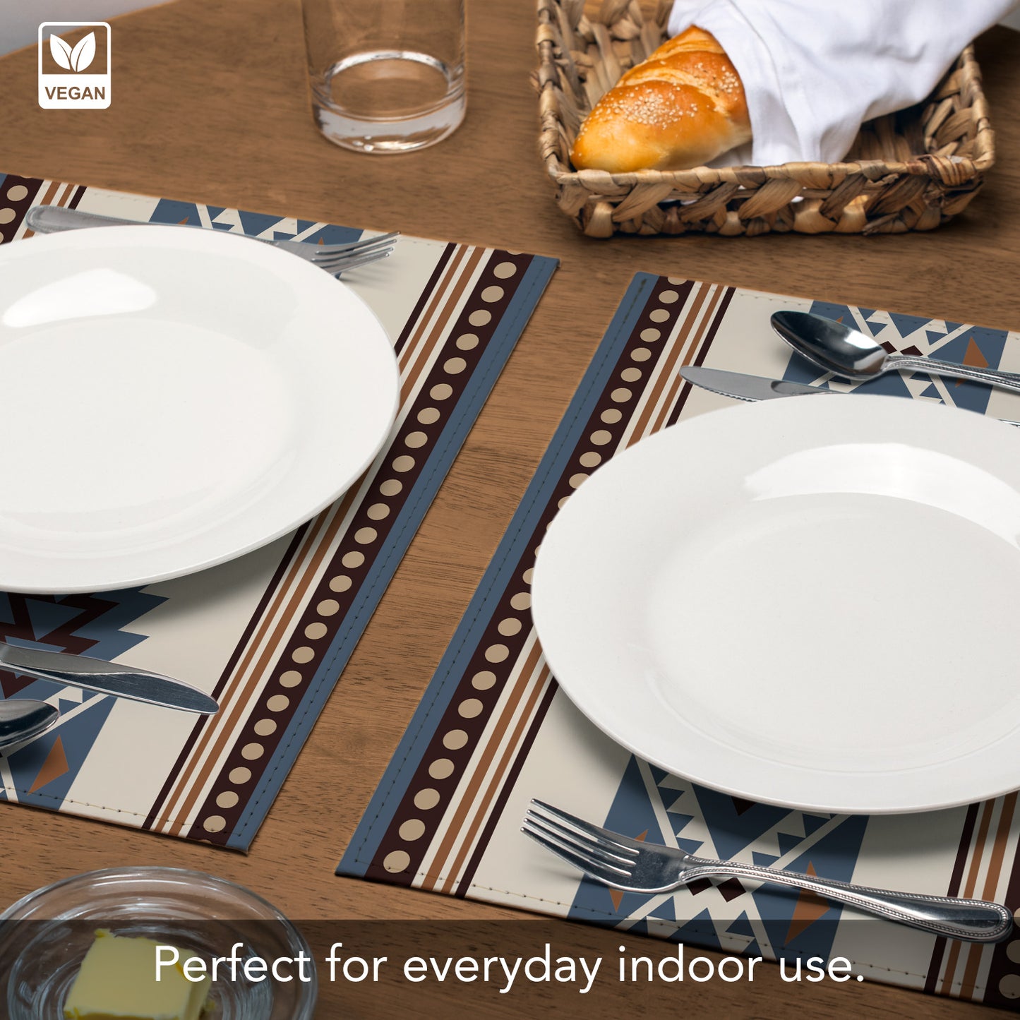 Mesa Luxurious Vegan Leather Placemat 4 Pack  Look and Feel of Genuine Leather Infused with Copper