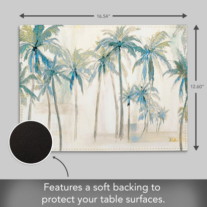 Palms Luxurious Vegan Leather Placemats 4 Pack Look and Feel of Genuine Leather Infused with Copper