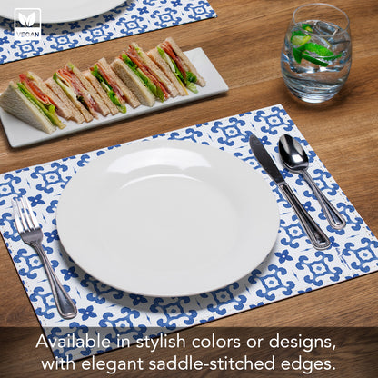 Le Jardin Luxurious Vegan Leather Placemat 4 Pack  Look and Feel of Genuine Leather Infused with Copper