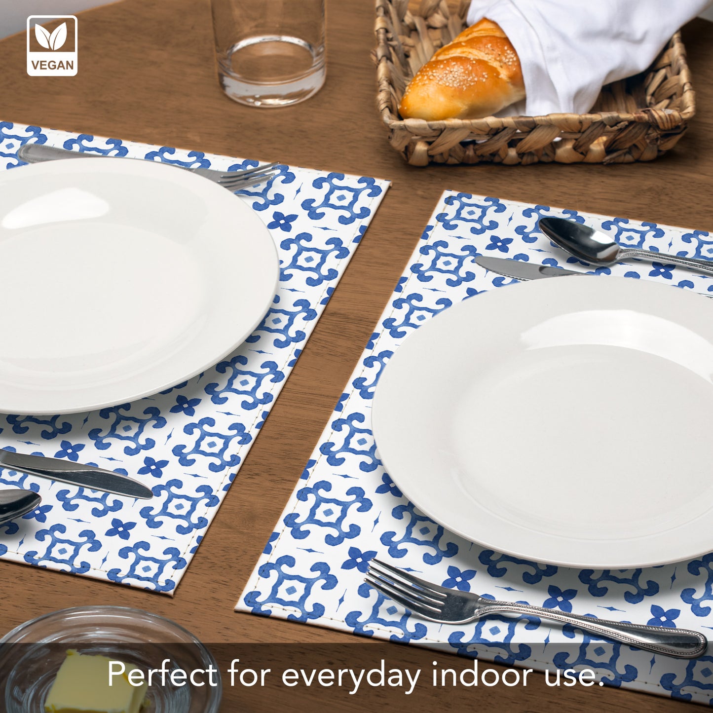 Le Jardin Luxurious Vegan Leather Placemat 4 Pack  Look and Feel of Genuine Leather Infused with Copper