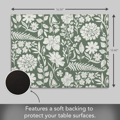 Flower Fest Luxurious Vegan Leather Placemats 4 Pack Look and Feel of Genuine Leather Infused with Copper