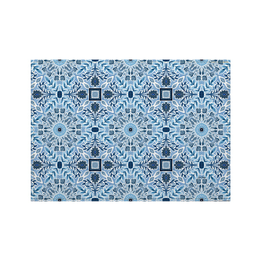 Geo Floral Luxurious Vegan Leather Placemat 4 Pack  Look and Feel of Genuine Leather Infused with Copper