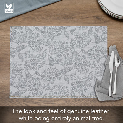 Carolina Skies Luxurious Vegan Leather Placemat 4 Pack  Look and Feel of Genuine Leather Infused with Copper