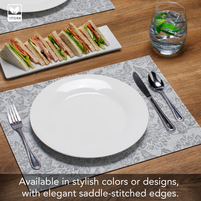 Carolina Skies Luxurious Vegan Leather Placemat 4 Pack  Look and Feel of Genuine Leather Infused with Copper