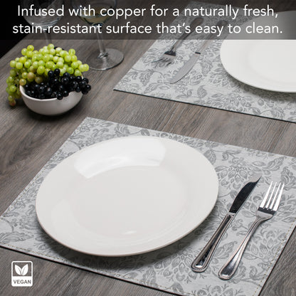 Carolina Skies Luxurious Vegan Leather Placemat 4 Pack  Look and Feel of Genuine Leather Infused with Copper