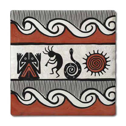 Thirstystone Pueblo Single Tumbled Tile Stone Coaster with Protective Cork Backing Manufactured in The USA 4" Square, Colorful, Artistic, Easily Wipes Clean