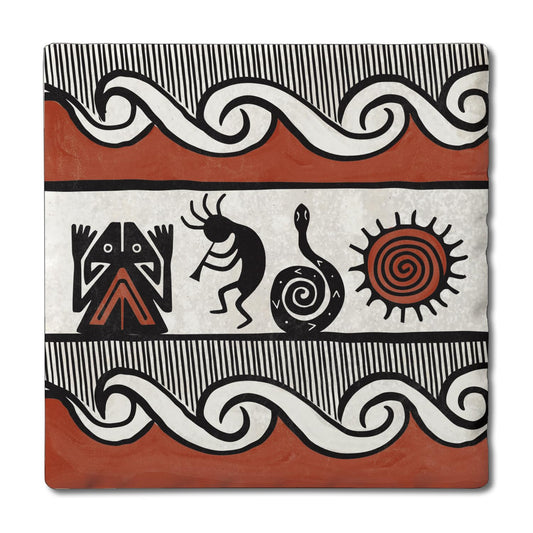 Thirstystone Pueblo Single Tumbled Tile Stone Coaster with Protective Cork Backing Manufactured in The USA 4" Square, Colorful, Artistic, Easily Wipes Clean