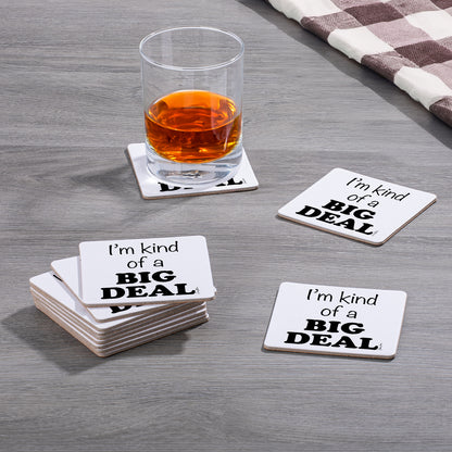 Thirstystone Big Deal 12-Pack Cork Back Paper Bar Coasters Made in The USA Humourous Quotes Attractive Designs