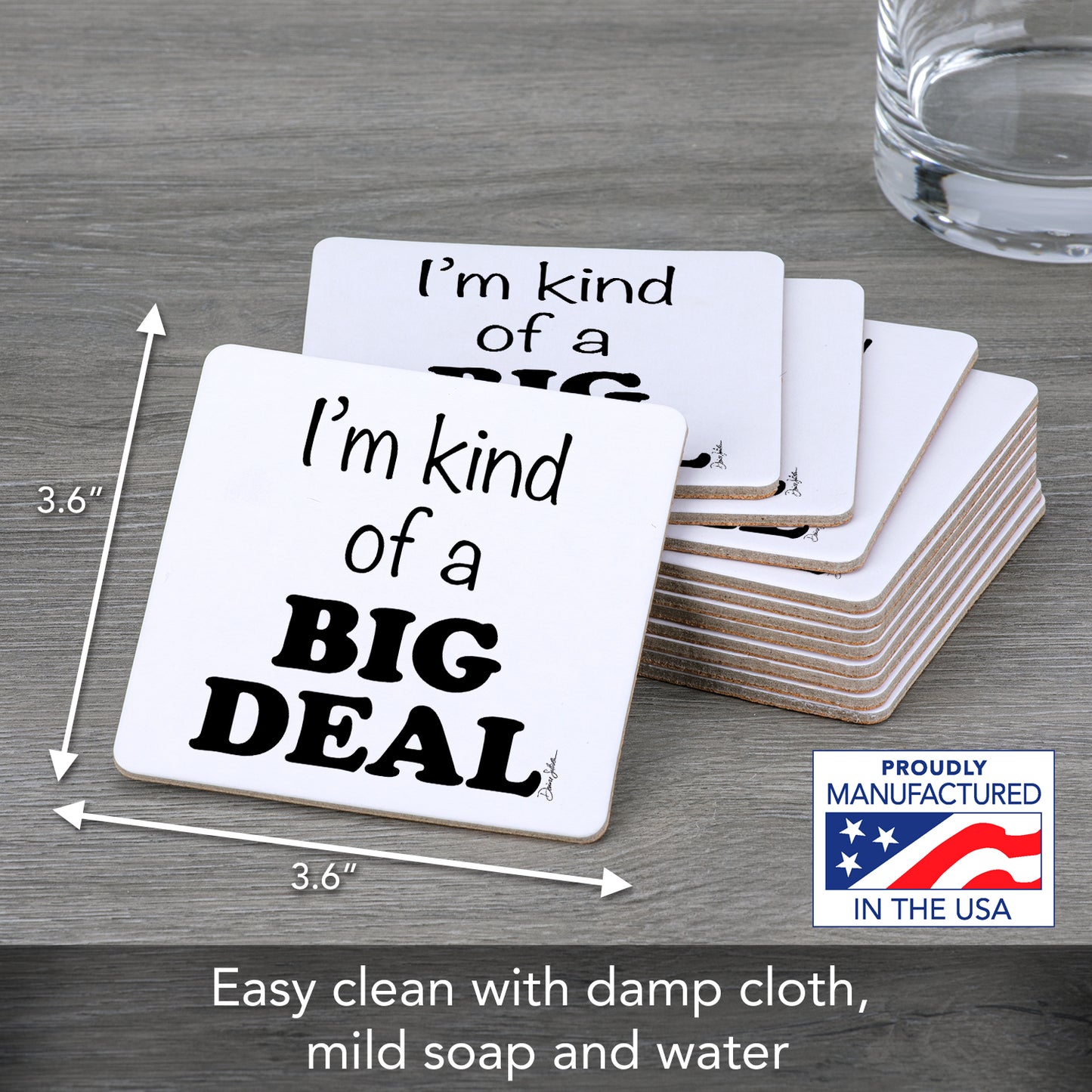 Thirstystone Big Deal 12-Pack Cork Back Paper Bar Coasters Made in The USA Humourous Quotes Attractive Designs