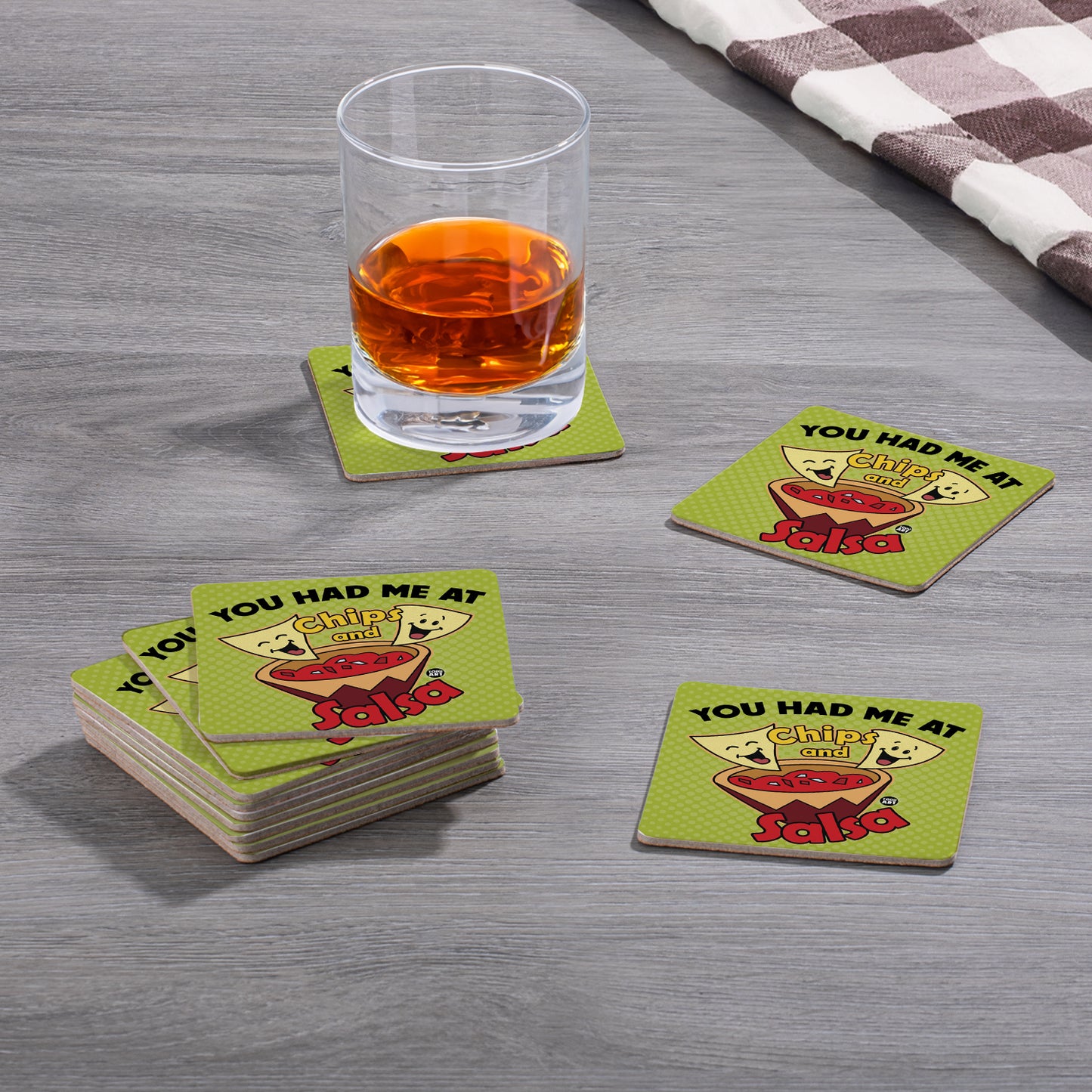 Thirstystone Salsa 12-Pack Cork Back Paper Bar Coasters Made in The USA Humourous Quotes Attractive Designs