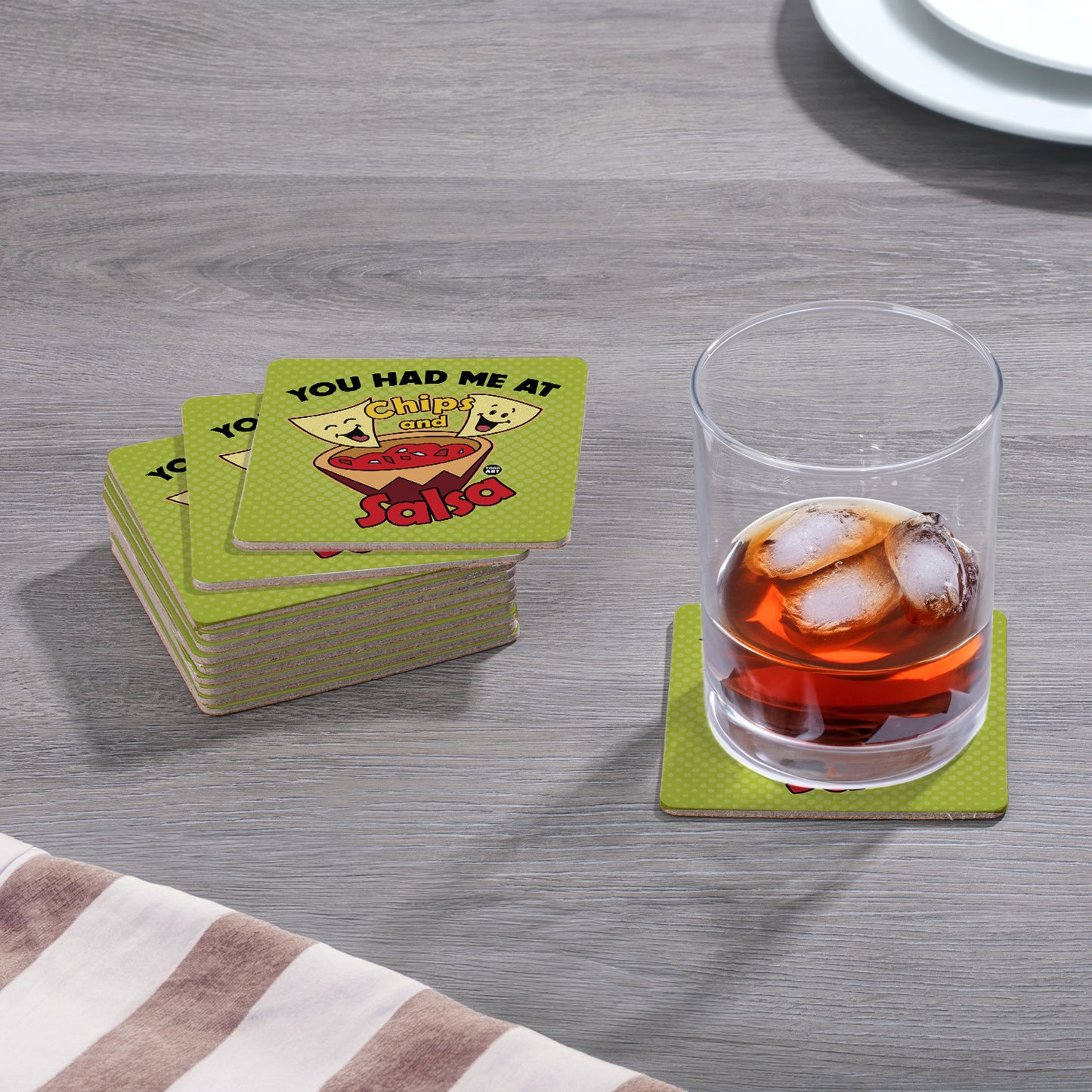 Thirstystone Salsa 12-Pack Cork Back Paper Bar Coasters Made in The USA Humourous Quotes Attractive Designs