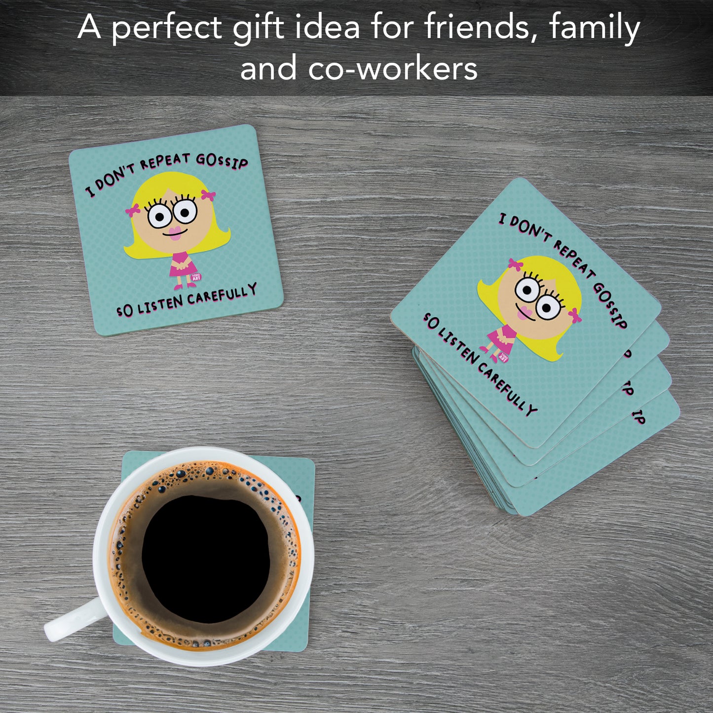 Thirstystone Gossip 12-Pack Cork Back Paper Bar Coasters Made in The USA Humourous Quotes Attractive Designs
