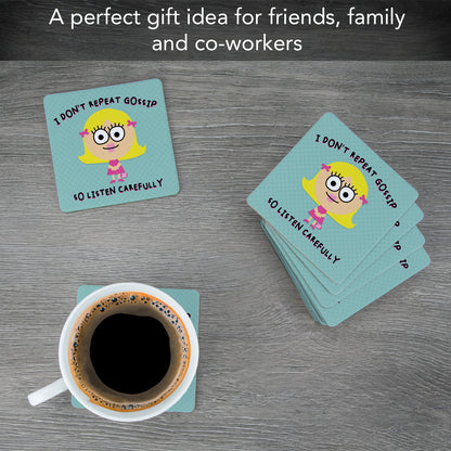 Thirstystone Gossip 12-Pack Cork Back Paper Bar Coasters Made in The USA Humourous Quotes Attractive Designs