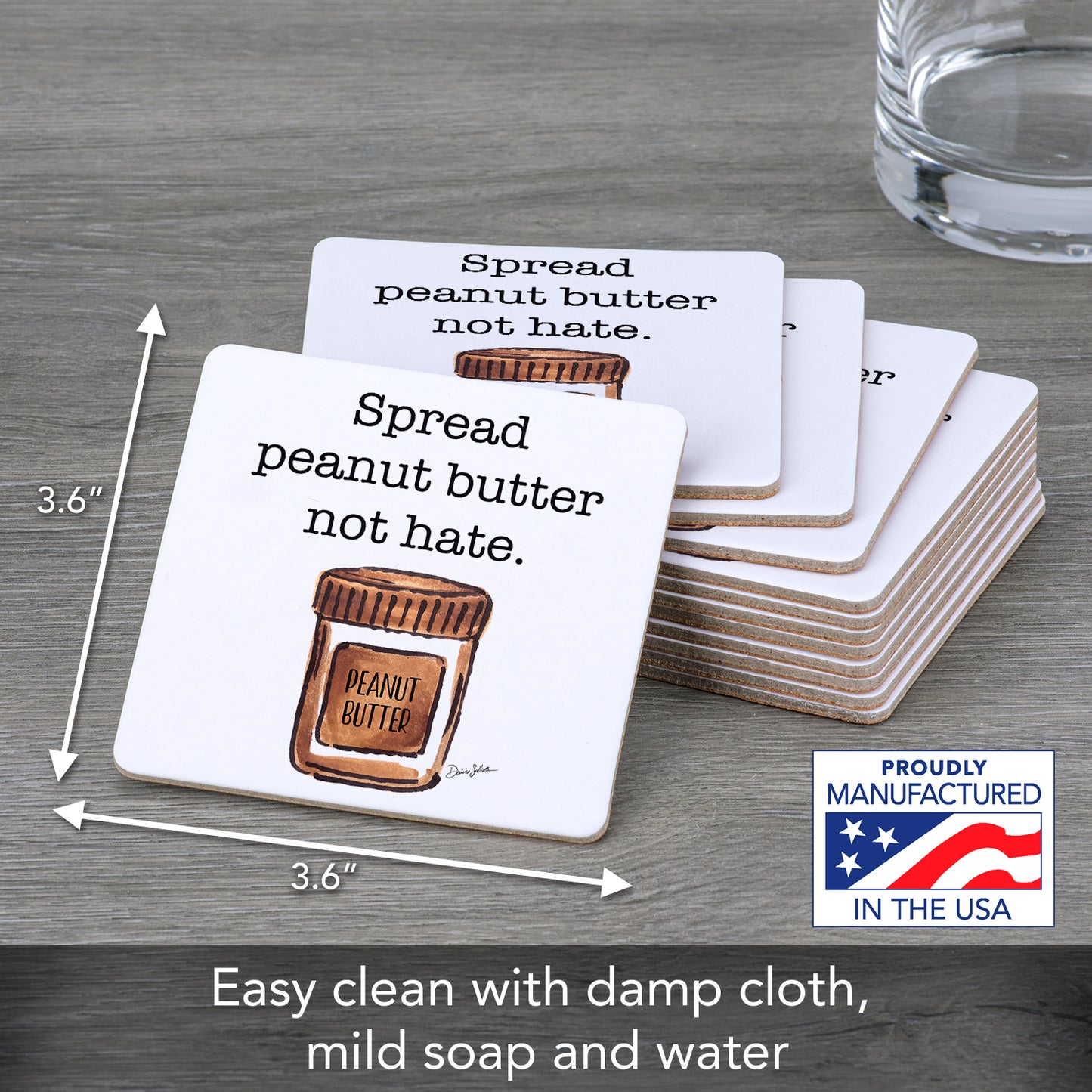 Thirstystone Peanut Butter 12-Pack Cork Back Paper Bar Coasters Made in The USA Humourous Quotes Attractive Designs
