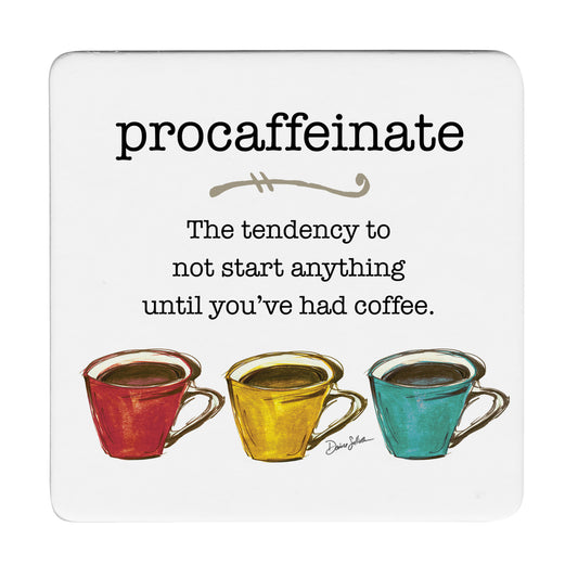 Thirstystone Pro-Caffeinate 12-Pack Cork Back Paper Bar Coasters Made in The USA Humourous Quotes Attractive Designs
