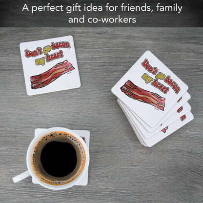 Thirstystone Bacon My Heart 12-Pack Cork Back Paper Bar Coasters Made in The USA Humourous Quotes Attractive Designs