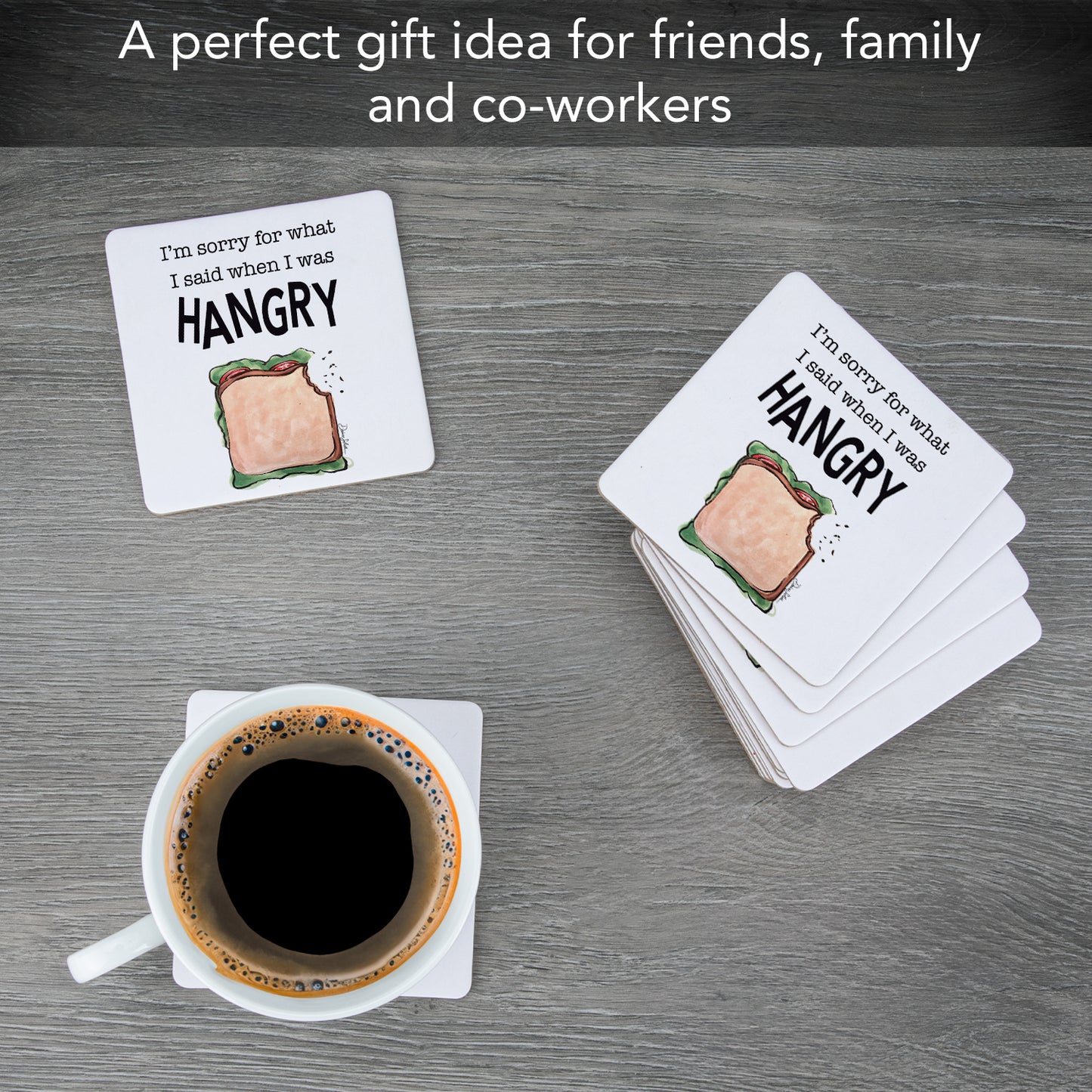 Thirstystone Hangry 12-Pack Cork Back Paper Bar Coasters Made in The USA Humourous Quotes Attractive Designs