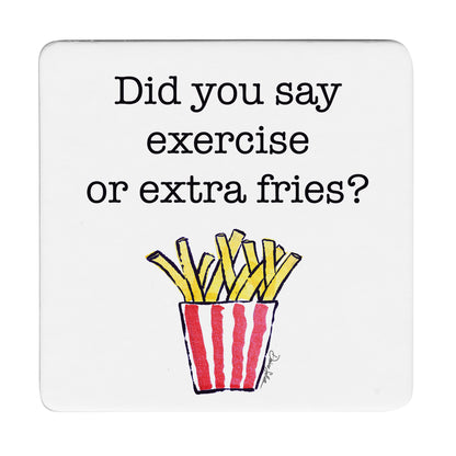 Thirstystone Extra Fries 12-Pack Cork Back Paper Bar Coasters Made in The USA Humourous Quotes Attractive Designs