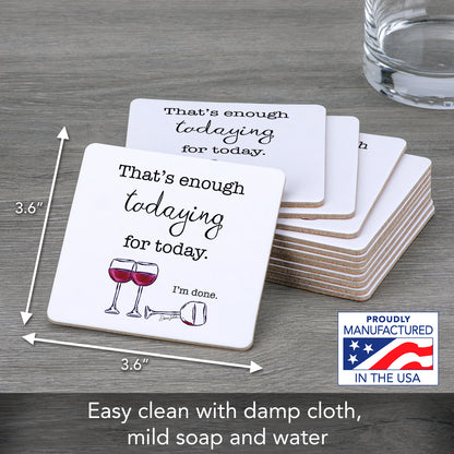 Thirstystone Enough for Today 12-Pack Cork Back Paper Bar Coasters Made in The USA Humourous Quotes Attractive Designs