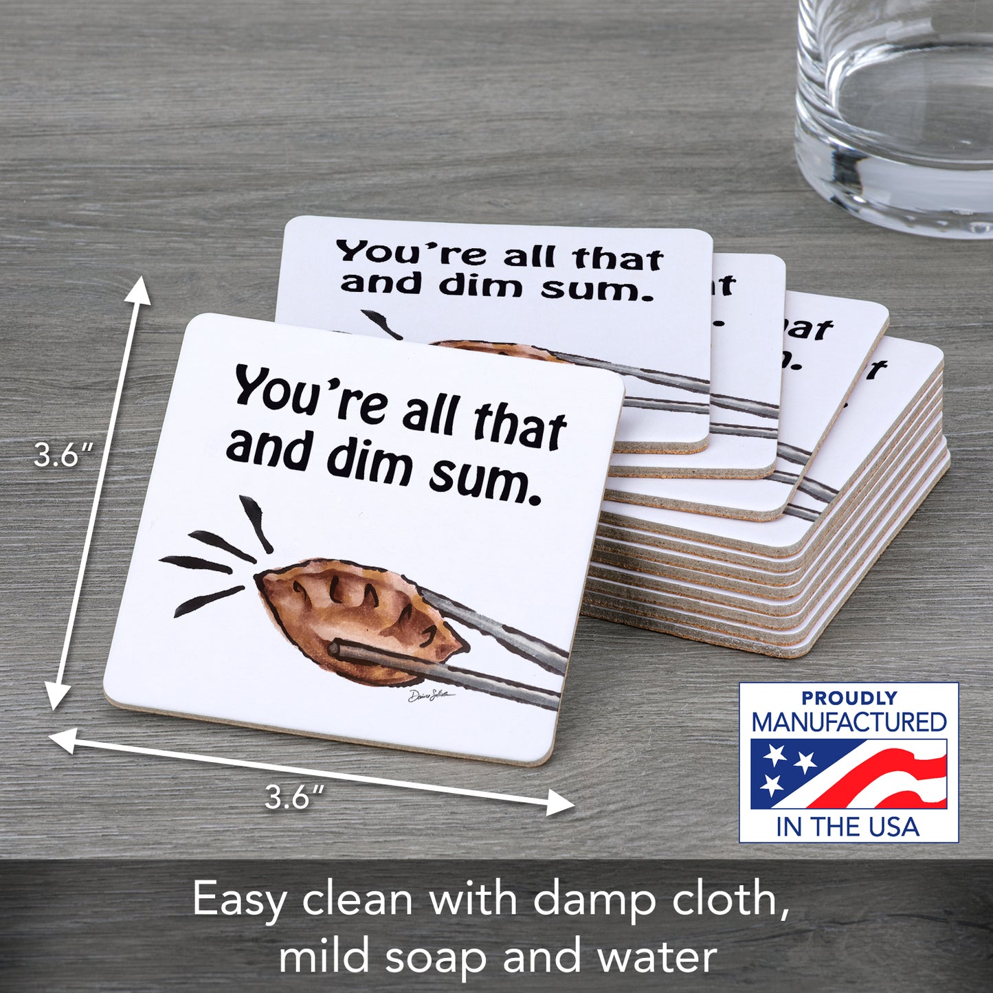 Thirstystone All That 12-Pack Cork Back Paper Bar Coasters Made in The USA Humourous Quotes Attractive Designs