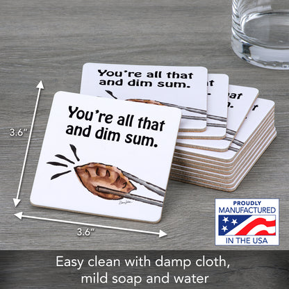 Thirstystone All That 12-Pack Cork Back Paper Bar Coasters Made in The USA Humourous Quotes Attractive Designs