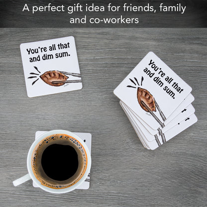 Thirstystone All That 12-Pack Cork Back Paper Bar Coasters Made in The USA Humourous Quotes Attractive Designs