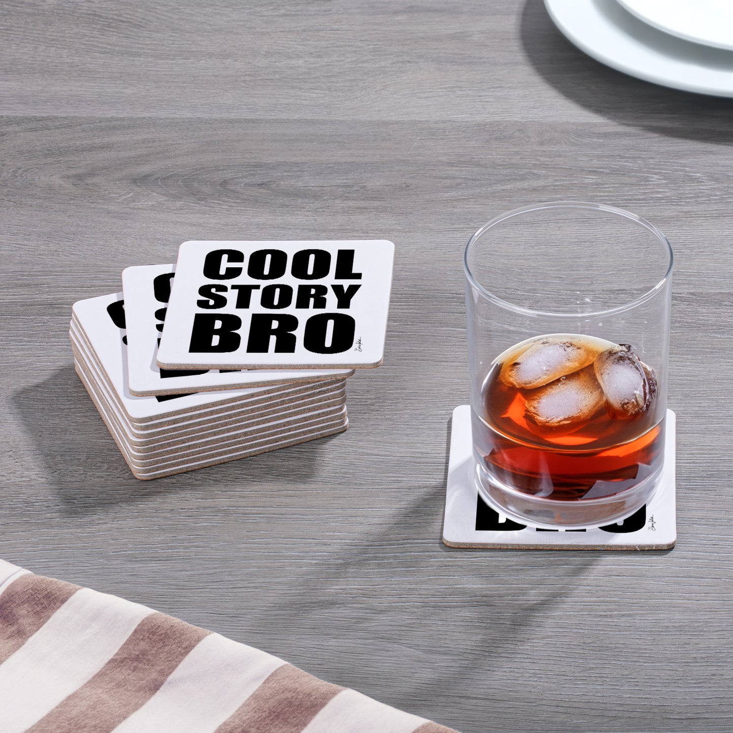 Thirstystone Cool Story 12-Pack Cork Back Paper Bar Coasters Made in The USA Humourous Quotes Attractive Designs