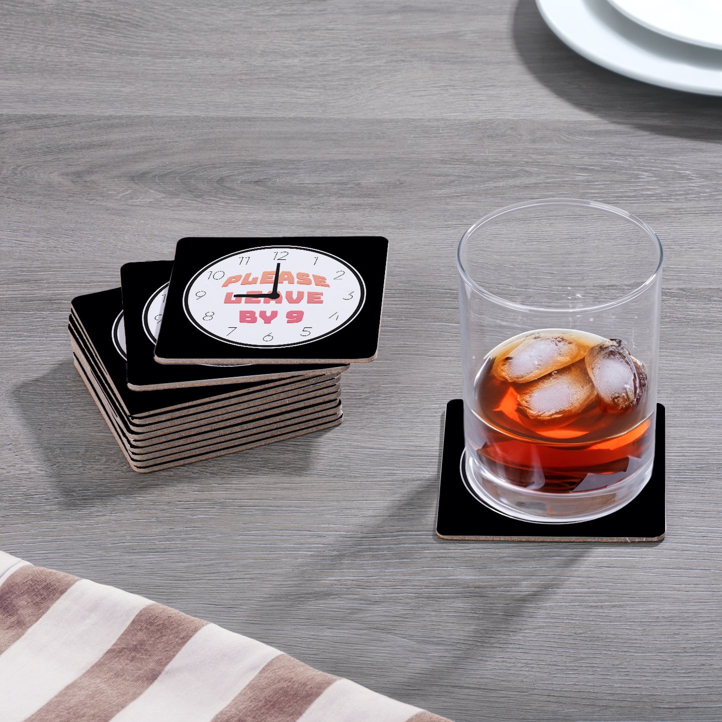 Thirstystone Leave by 12-Pack Cork Back Paper Bar Coasters Made in The USA Humourous Quotes Attractive Designs