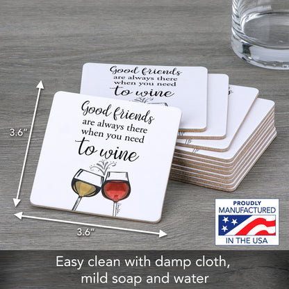 Thirstystone Good Friends 12-Pack Cork Back Paper Bar Coasters Made in The USA Humourous Quotes Attractive Designs