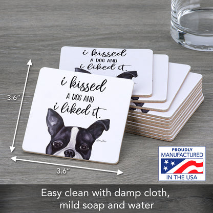 Thirstystone Kissed A Dog 12-Pack Cork Back Paper Bar Coasters Made in The USA Humourous Quotes Attractive Designs