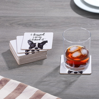 Thirstystone Kissed A Dog 12-Pack Cork Back Paper Bar Coasters Made in The USA Humourous Quotes Attractive Designs