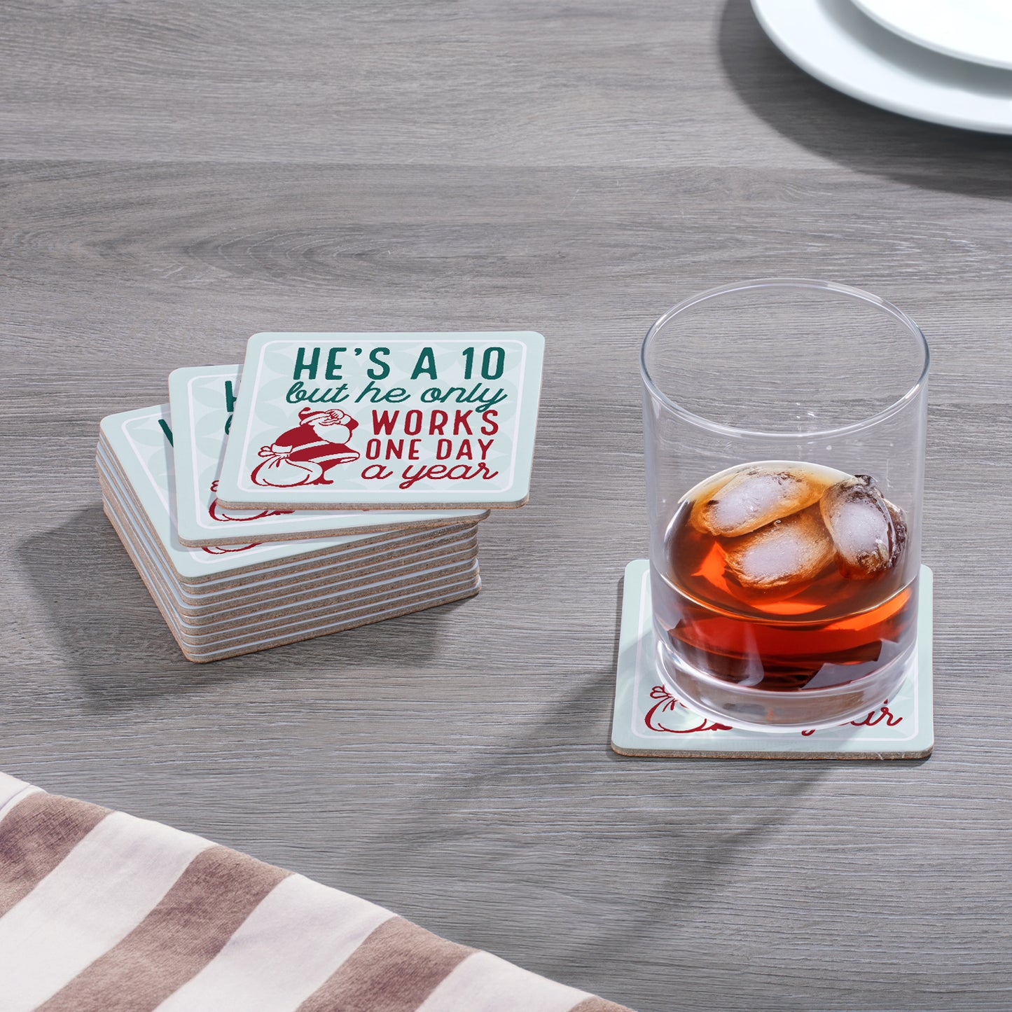 Thirstystone One Day A Year 12-Pack Cork Back Paper Bar Coasters Made in The USA Humourous Quotes Attractive Designs