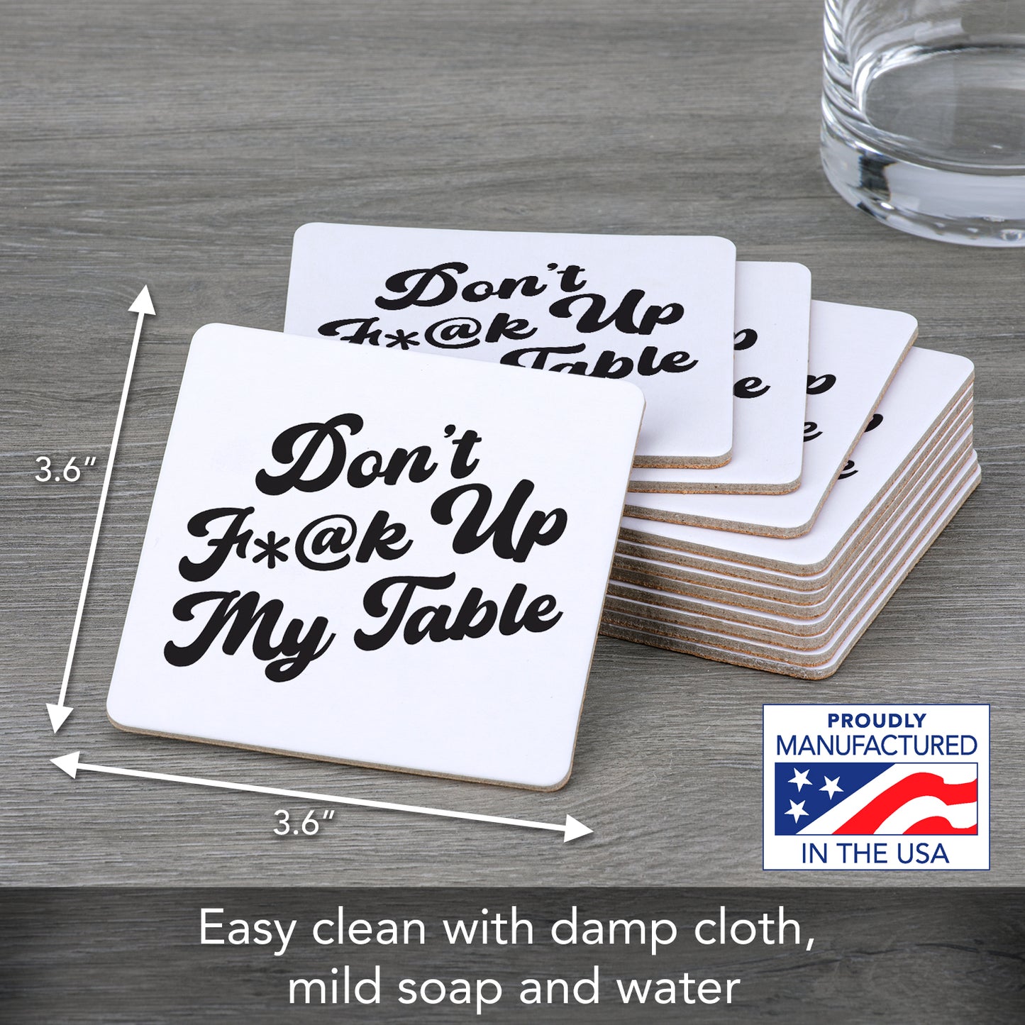 Thirstystone My Table 12-Pack Cork Back Paper Bar Coasters Made in The USA Humourous Quotes Attractive Designs