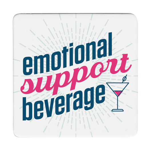 Thirstystone Emotional Support Beverage 12-Pack Cork Back Paper Bar Coasters Made in The USA Humourous Quotes Attractive Designs